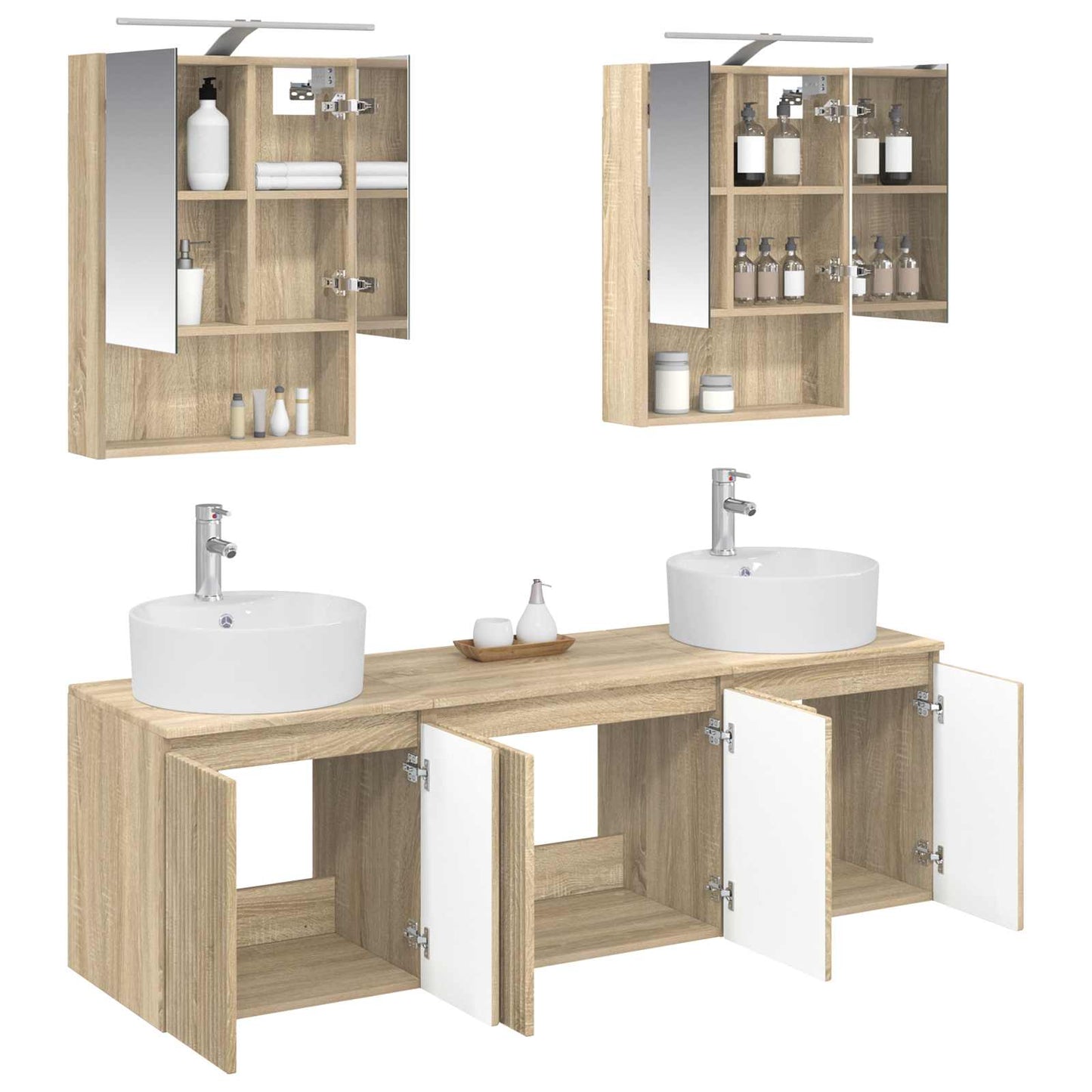 Baderomsskapsett 5 pcs Sonoma eik Konstruert tre