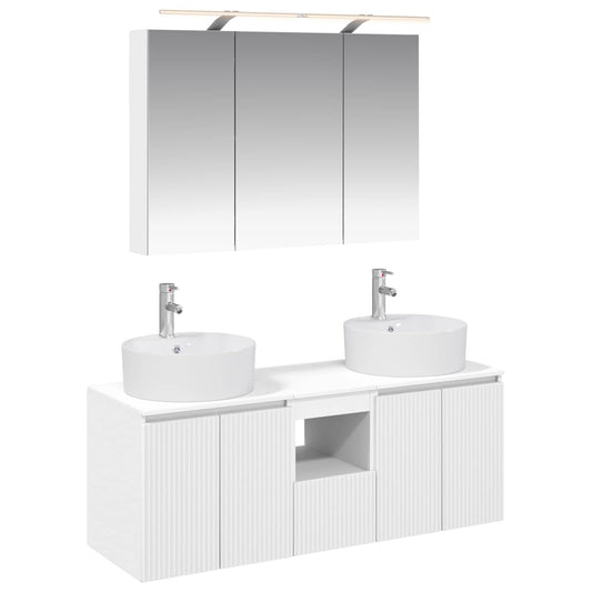 Baderomsskapsett 4 pcs Hvit Konstruert tre
