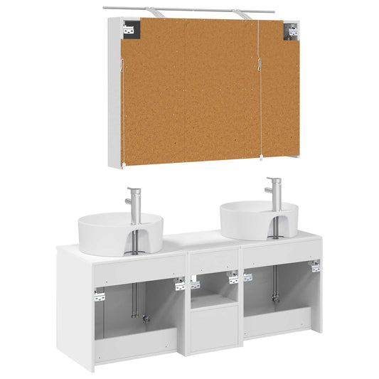 Baderomsskapsett 4 pcs Hvit Konstruert tre