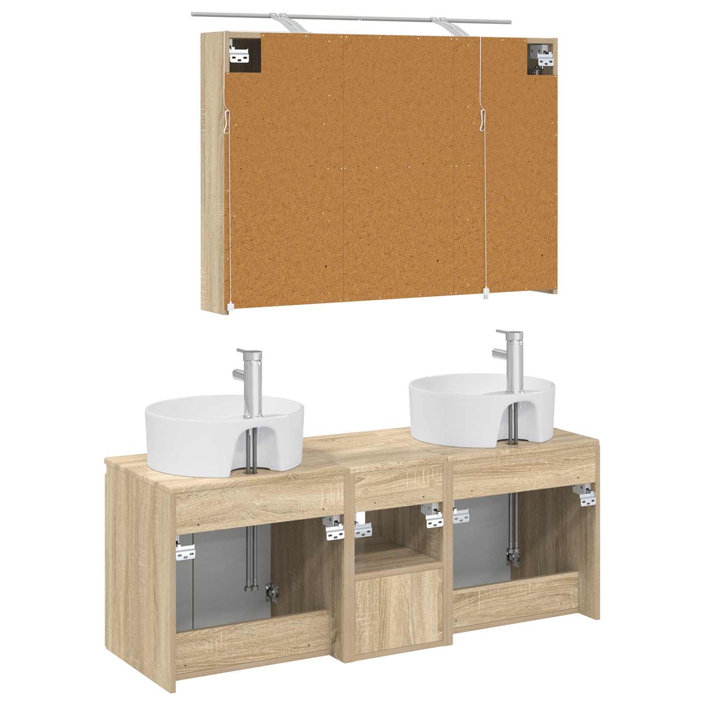 Baderomsskapsett 4 pcs Sonoma eik Konstruert tre