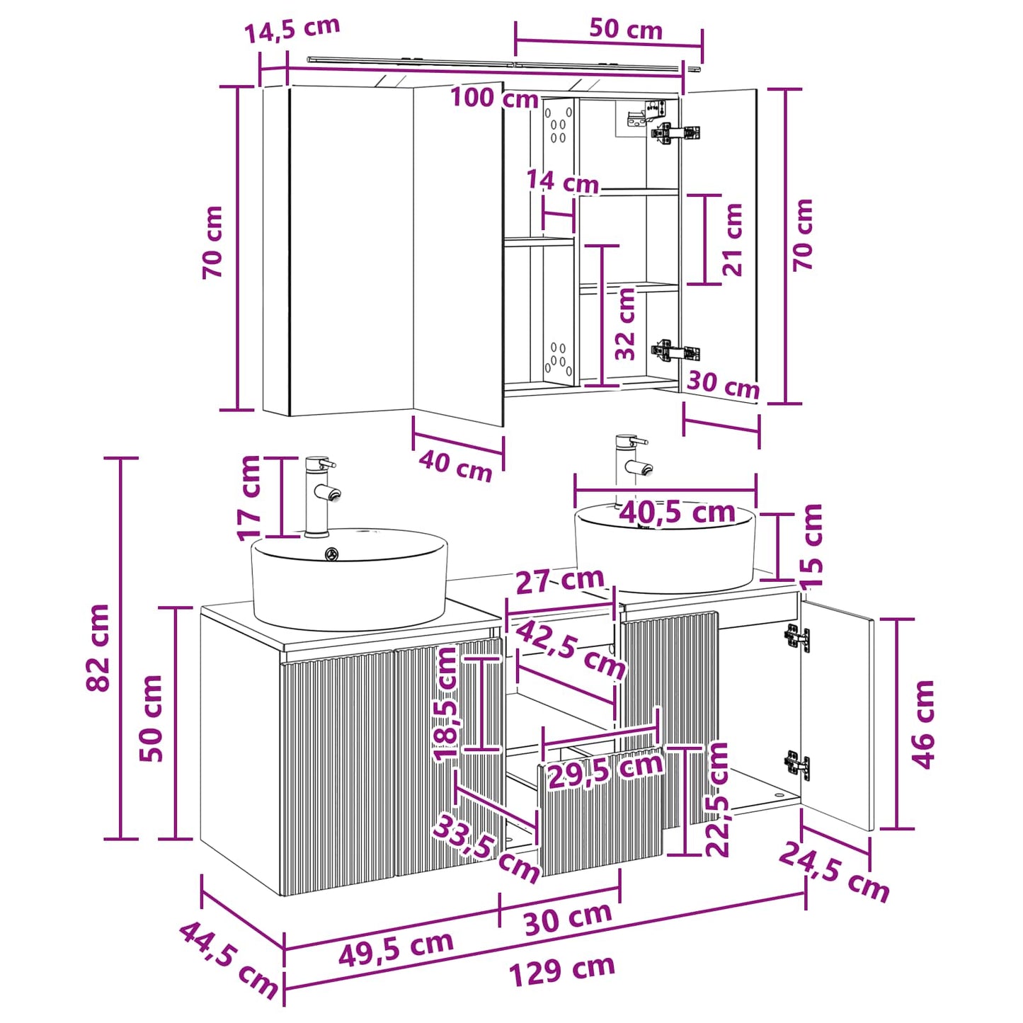Baderomsskapsett 4 pcs Sonoma eik Konstruert tre
