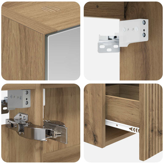 Baderomsskapsett 4 pcs Artisan eik Konstruert tre