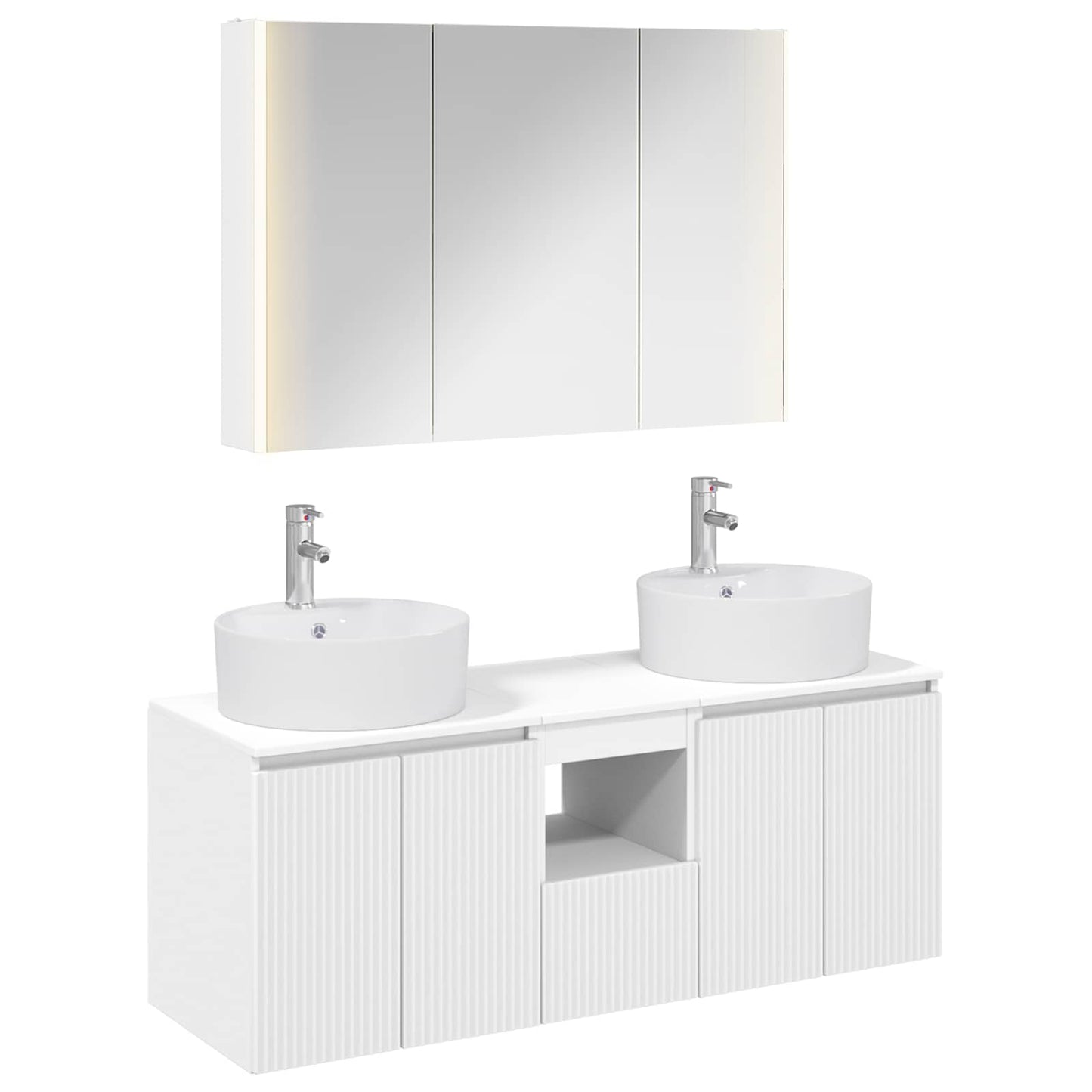 Baderomsskapsett 4 pcs Hvit Konstruert tre