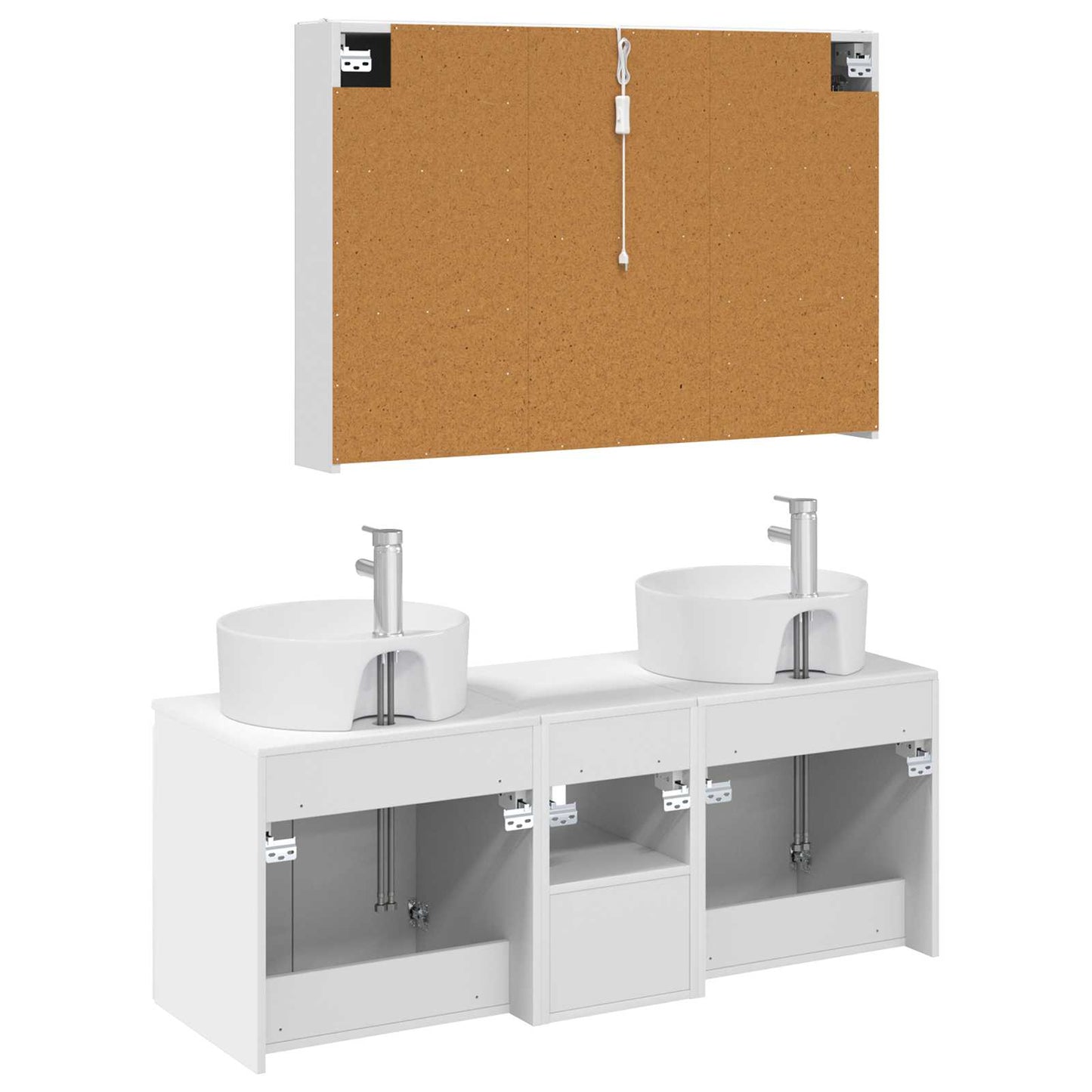 Baderomsskapsett 4 pcs Hvit Konstruert tre