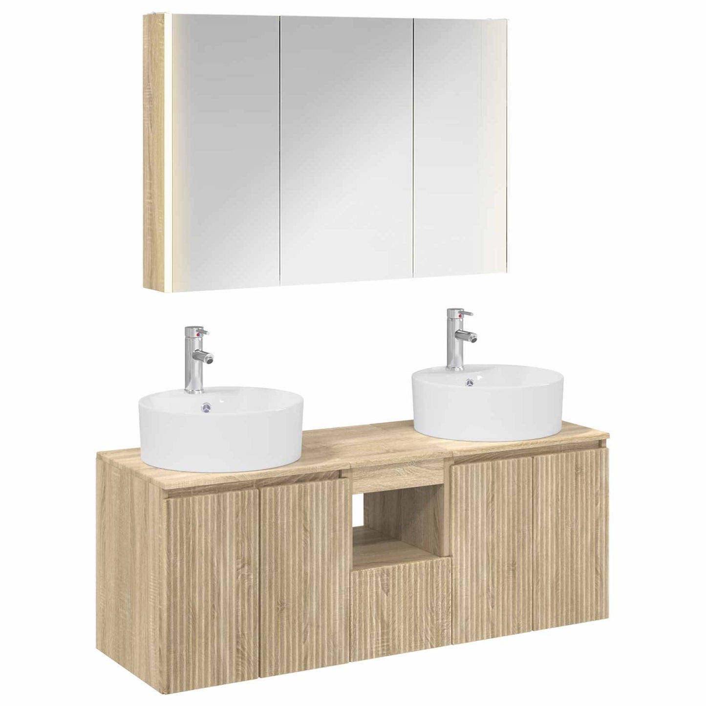 Baderomsskapsett 4 pcs Sonoma eik Konstruert tre