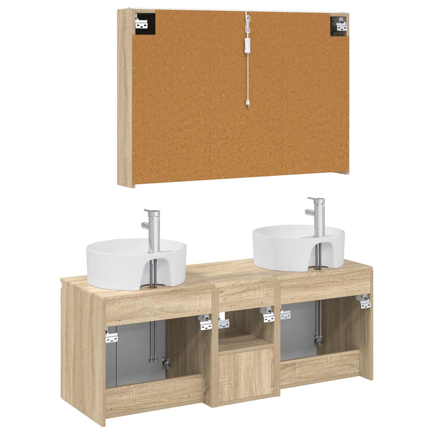 Baderomsskapsett 4 pcs Sonoma eik Konstruert tre