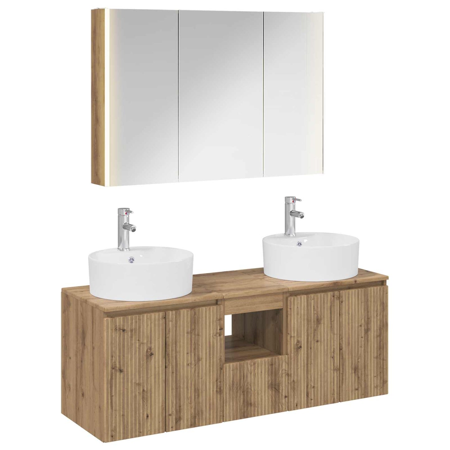 Baderomsskapsett 4 pcs Artisan eik Konstruert tre