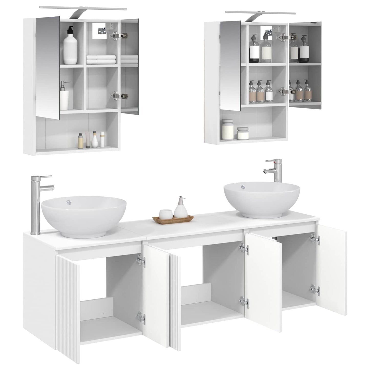 Baderomsskapsett 5 pcs Hvit Konstruert tre
