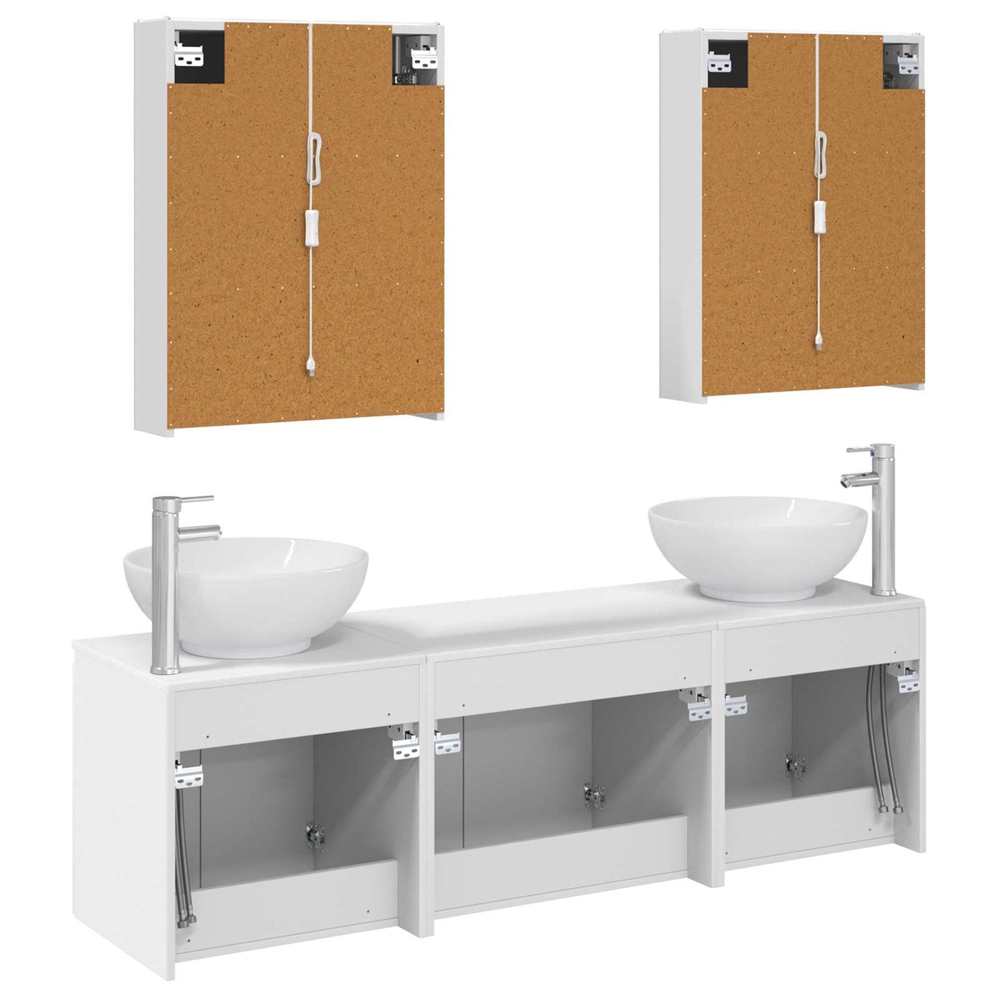 Baderomsskapsett 5 pcs Hvit Konstruert tre