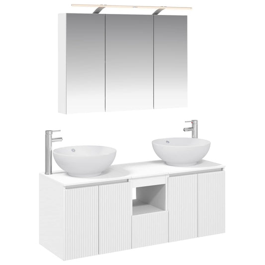 Baderomsskapsett 4 pcs Hvit Konstruert tre