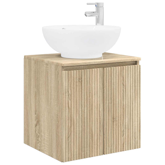 Baderomsskapsett 4 pcs Sonoma eik Konstruert tre