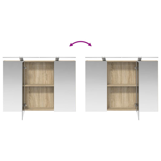 Baderomsskapsett 4 pcs Sonoma eik Konstruert tre
