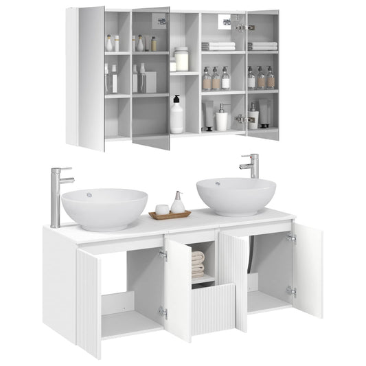 Baderomsskapsett 4 pcs Hvit Konstruert tre