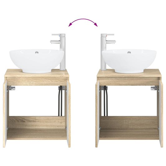 Baderomsskapsett 4 pcs Sonoma eik Konstruert tre