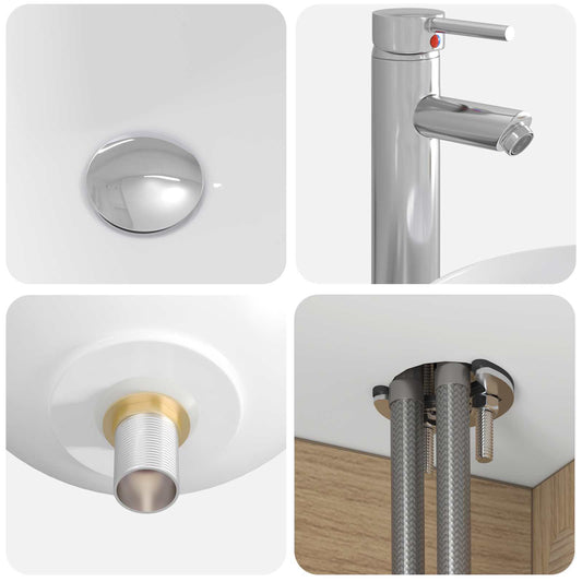 Baderomsskapsett 4 pcs Artisan eik Konstruert tre