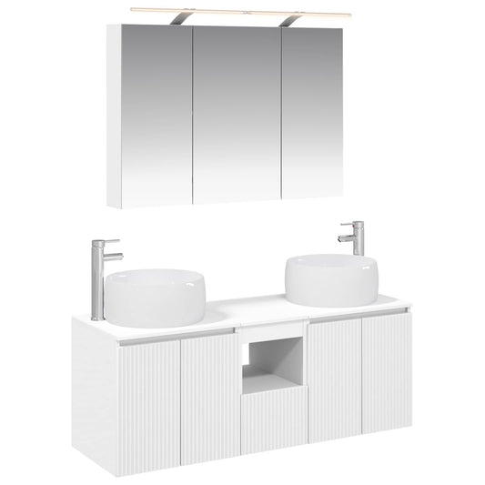 Baderomsskapsett 4 pcs Hvit Konstruert tre
