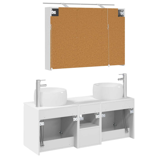 Baderomsskapsett 4 pcs Hvit Konstruert tre