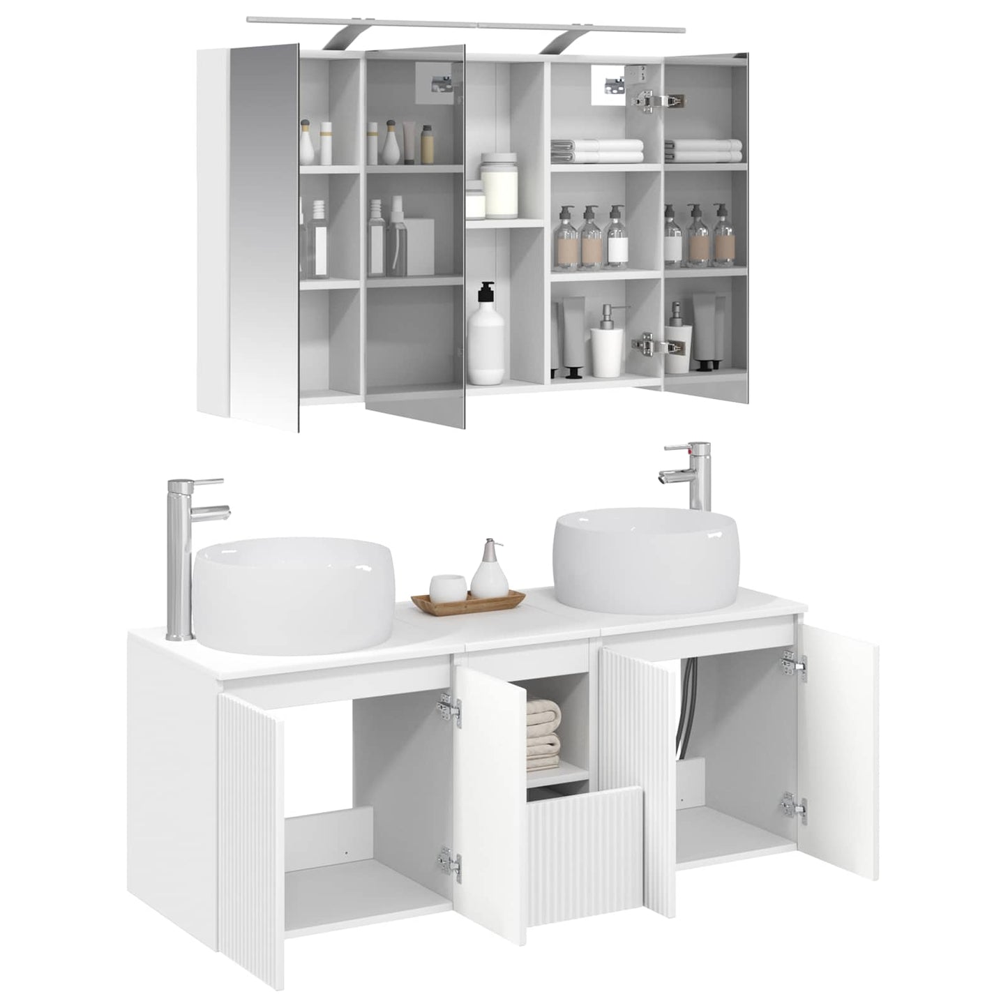 Baderomsskapsett 4 pcs Hvit Konstruert tre