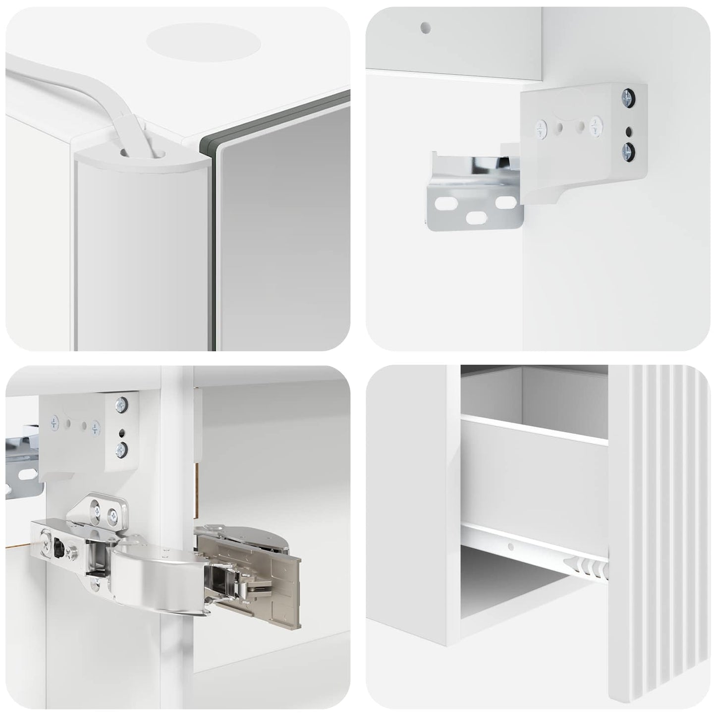 Baderomsskapsett 4 pcs Hvit Konstruert tre