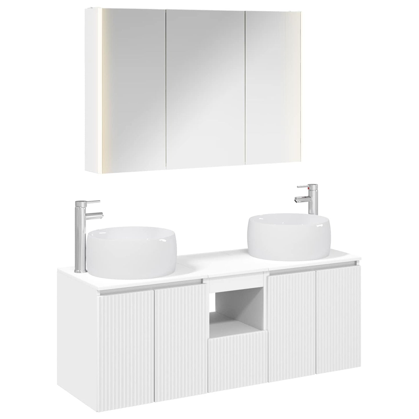 Baderomsskapsett 4 pcs Hvit Konstruert tre