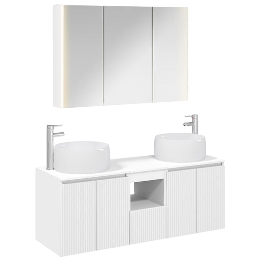 Baderomsskapsett 4 pcs Hvit Konstruert tre