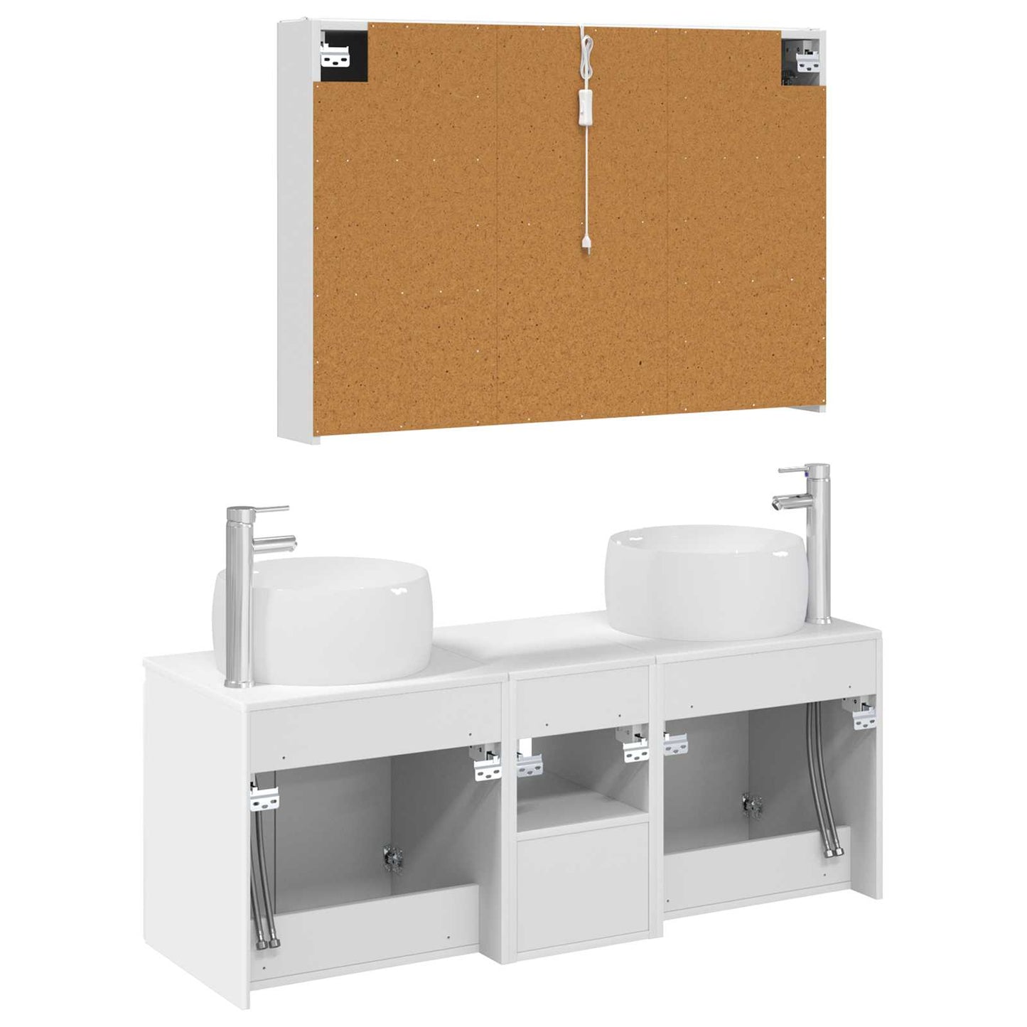 Baderomsskapsett 4 pcs Hvit Konstruert tre