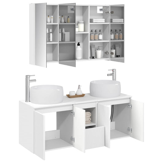 Baderomsskapsett 4 pcs Hvit Konstruert tre