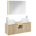 Baderomsskapsett 4 pcs Sonoma eik Konstruert tre