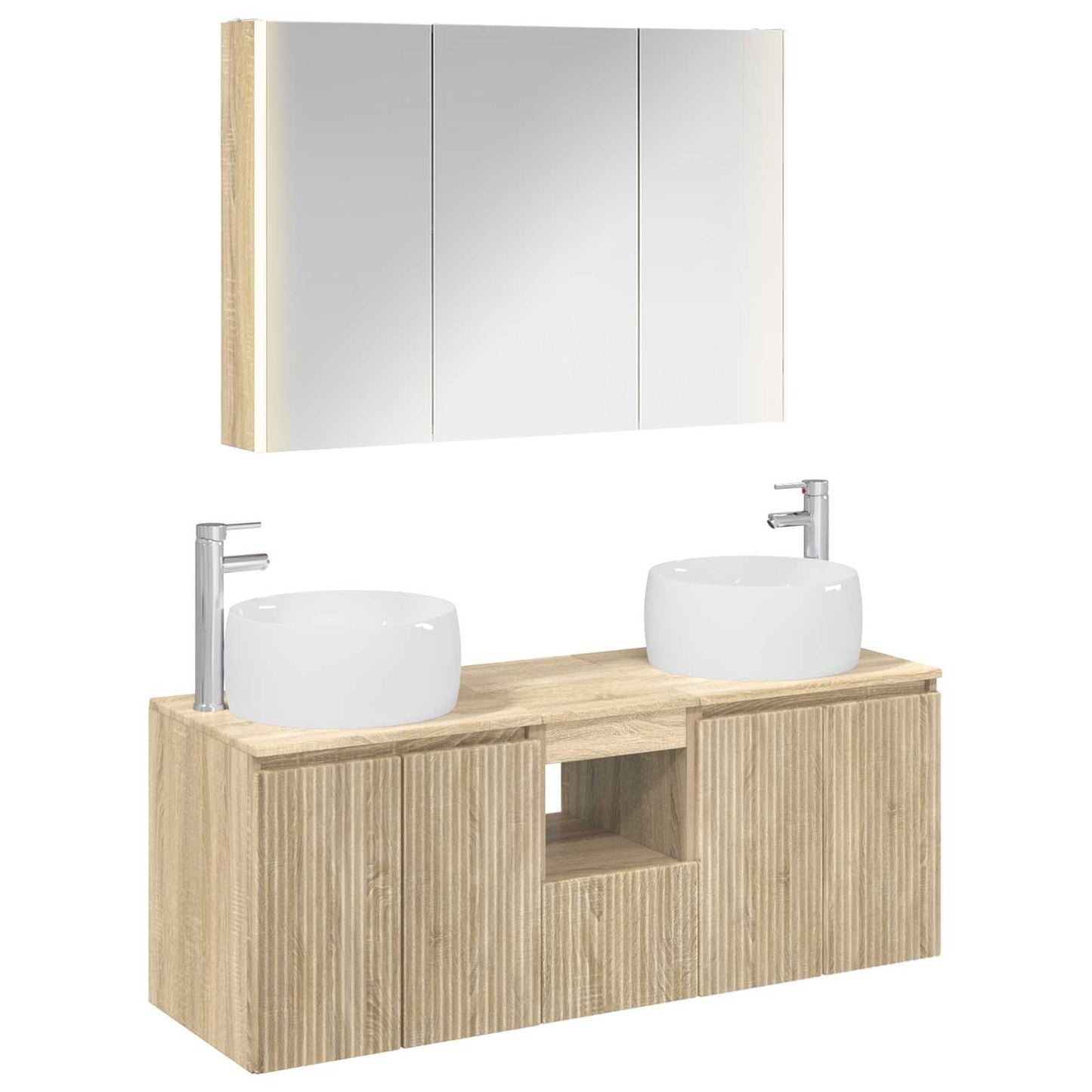 Baderomsskapsett 4 pcs Sonoma eik Konstruert tre