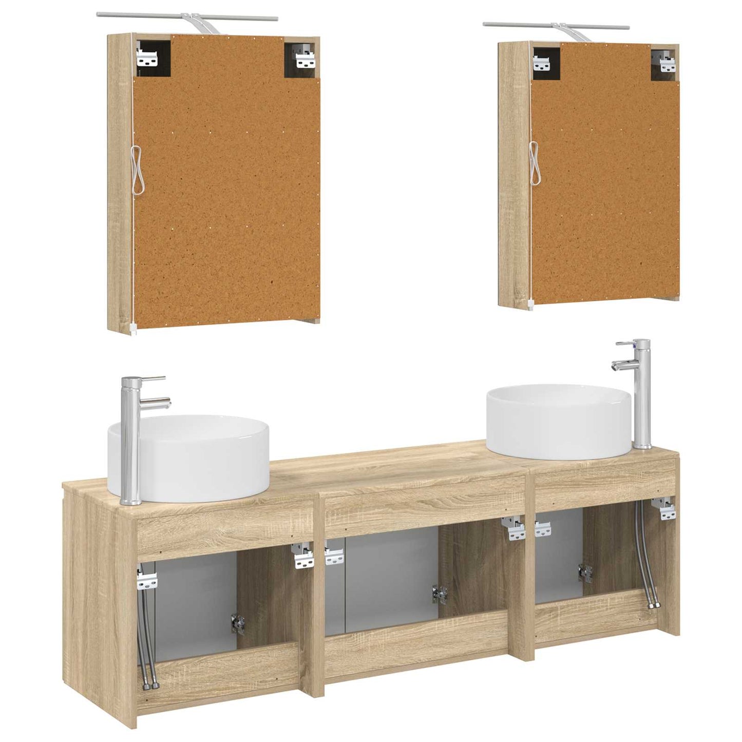 Baderomsskapsett 5 pcs Sonoma eik Konstruert tre