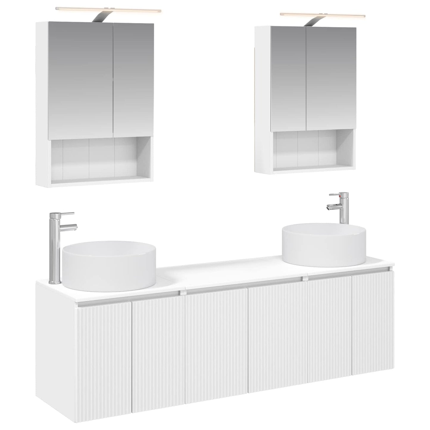 Baderomsskapsett 5 pcs Hvit Konstruert tre