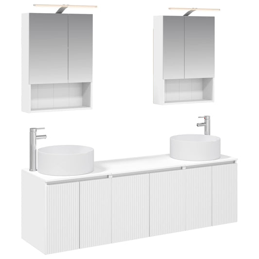 Baderomsskapsett 5 pcs Hvit Konstruert tre