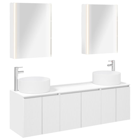 Baderomsskapsett 5 pcs Hvit Konstruert tre