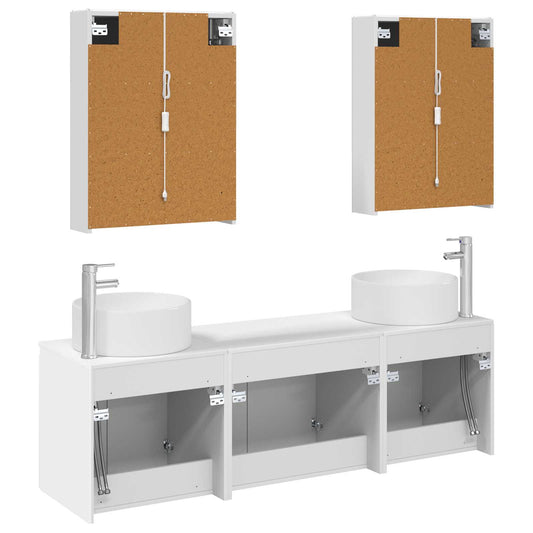 Baderomsskapsett 5 pcs Hvit Konstruert tre