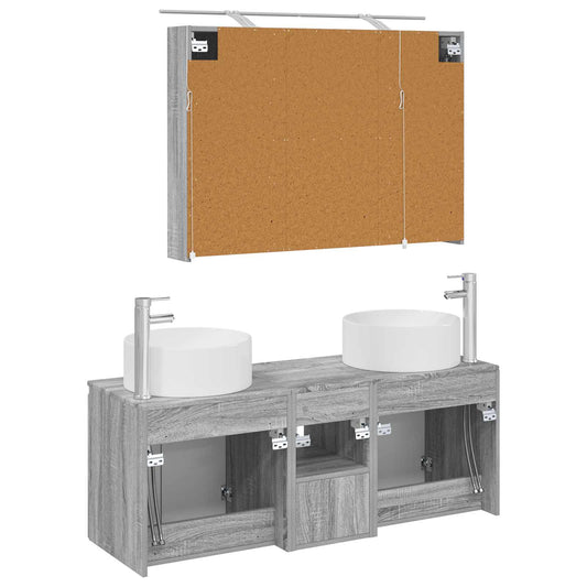Baderomsskapsett 4 pcs Grå Sonoma 100 x 14,5 x 70 cm
