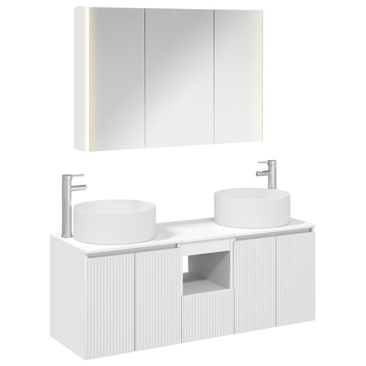 Baderomsskapsett 4 pcs Hvit 103,5 x 15,5 x 70 cm Konstruert tre