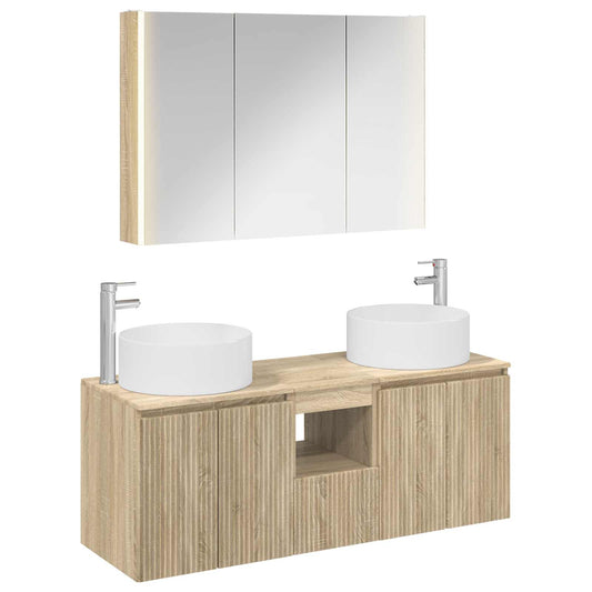Baderomsskapsett 4 pcs Sonoma eik 103,5 x 15,5 x 70 cm