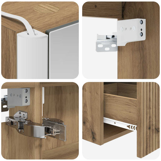 Baderomsskapsett 4 pcs Artisan eik 103,5 x 15,5 x 70 cm