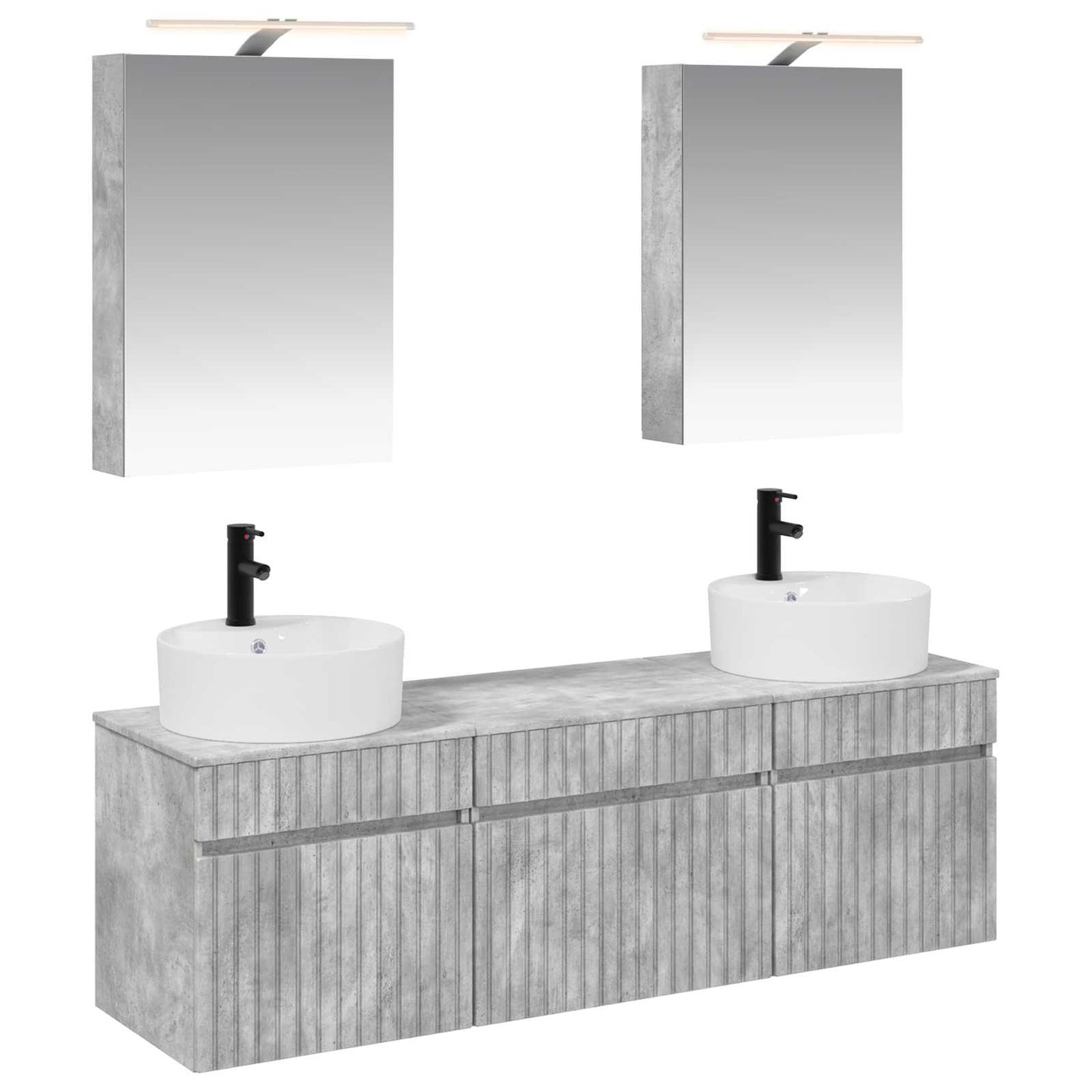 Baderomsskapsett 5 pcs Betonggrå 50 x 14,5 x 70 cm