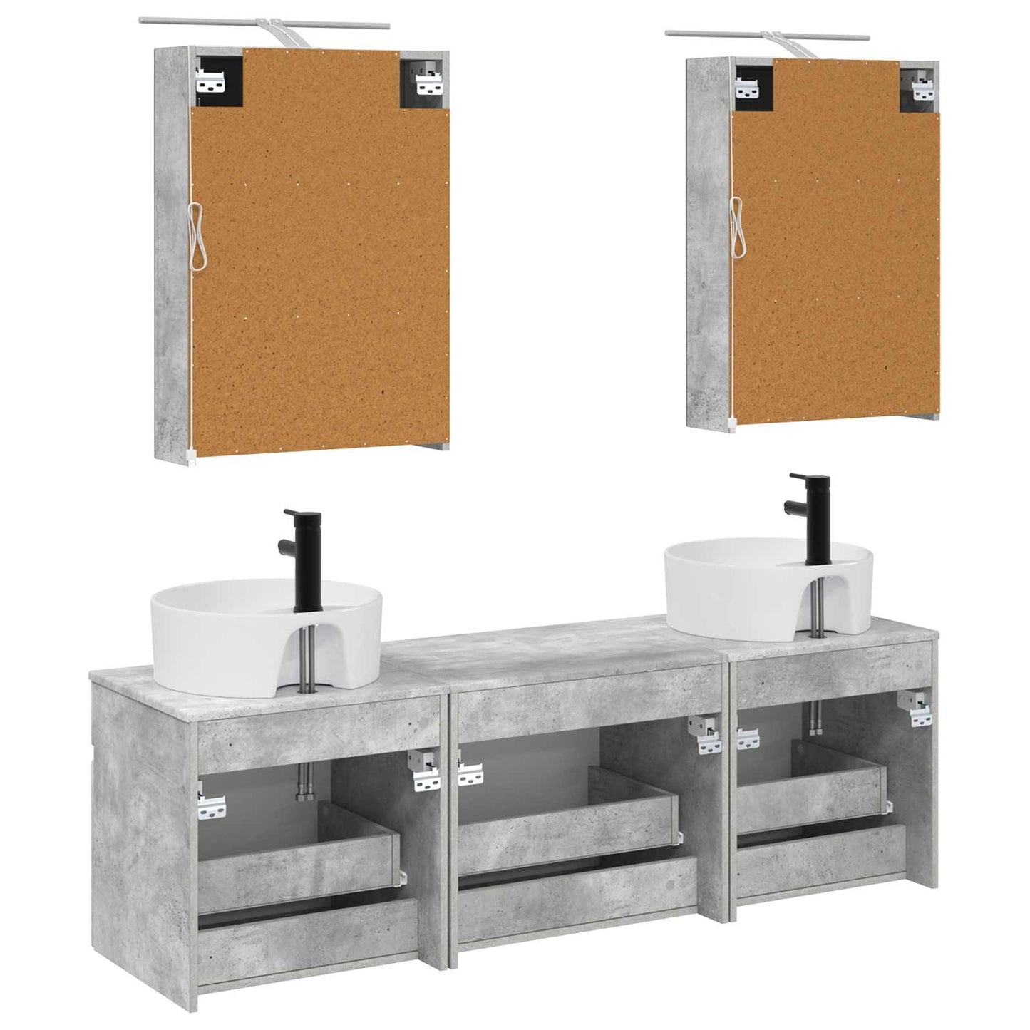 Baderomsskapsett 5 pcs Betonggrå 50 x 14,5 x 70 cm