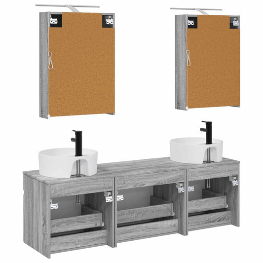 Baderomsskapsett 5 pcs Grå Sonoma 50 x 14,5 x 70 cm