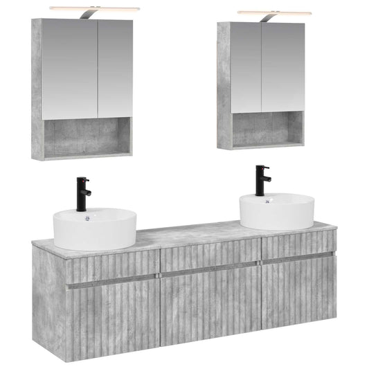 Baderomsskapsett 5 pcs Betonggrå 50 x 14,5 x 70 cm