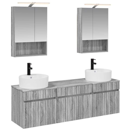 Baderomsskapsett 5 pcs Grå Sonoma 50 x 14,5 x 70 cm