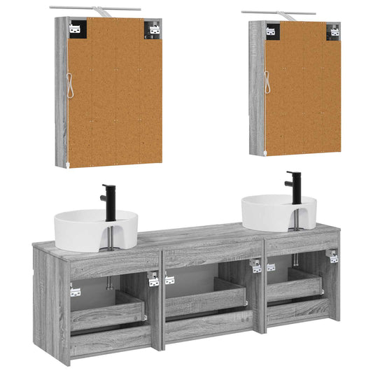 Baderomsskapsett 5 pcs Grå Sonoma 50 x 14,5 x 70 cm