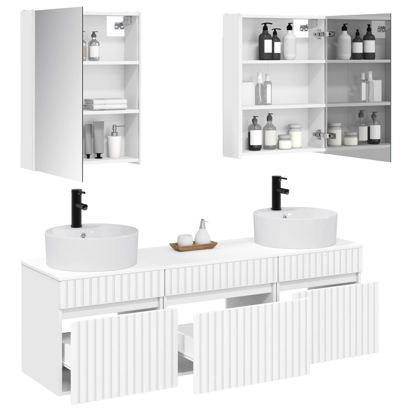 Baderomsskapsett 5 pcs Hvit 53 x 15,5 x 70 cm Konstruert tre