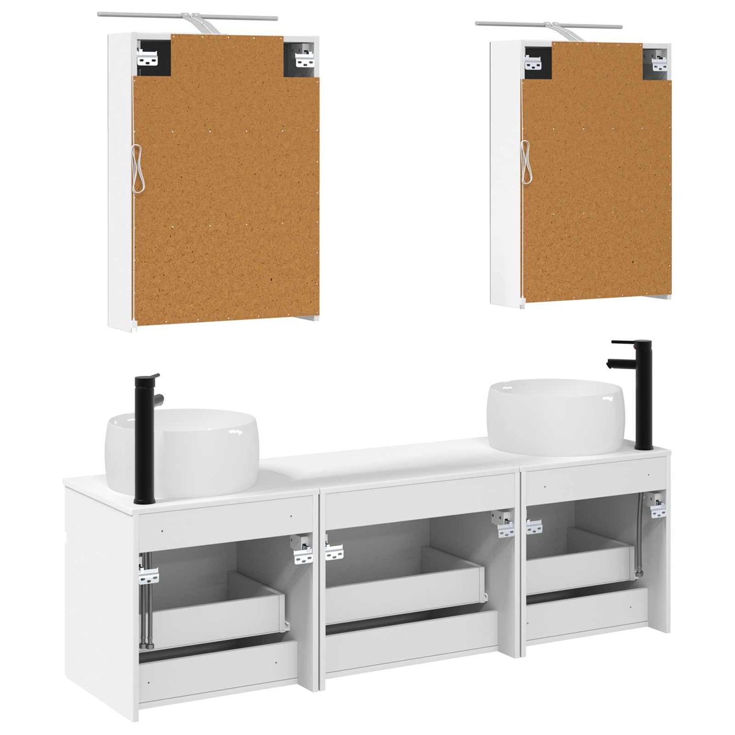 Baderomsskapsett 5 pcs Hvit 50 x 14,5 x 70 cm Konstruert tre