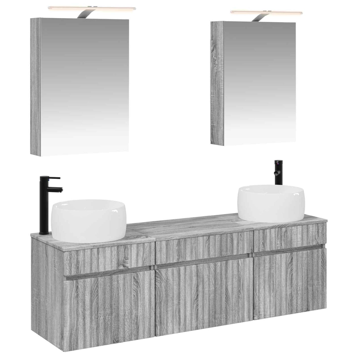 Baderomsskapsett 5 pcs Grå Sonoma 50 x 14,5 x 70 cm