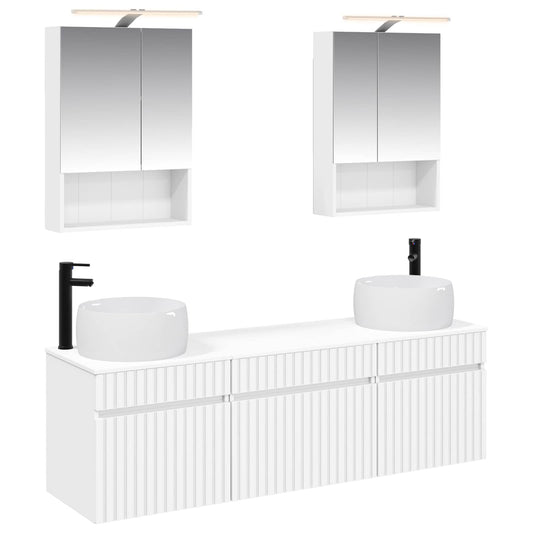 Baderomsskapsett 5 pcs Hvit 50 x 14,5 x 70 cm Konstruert tre