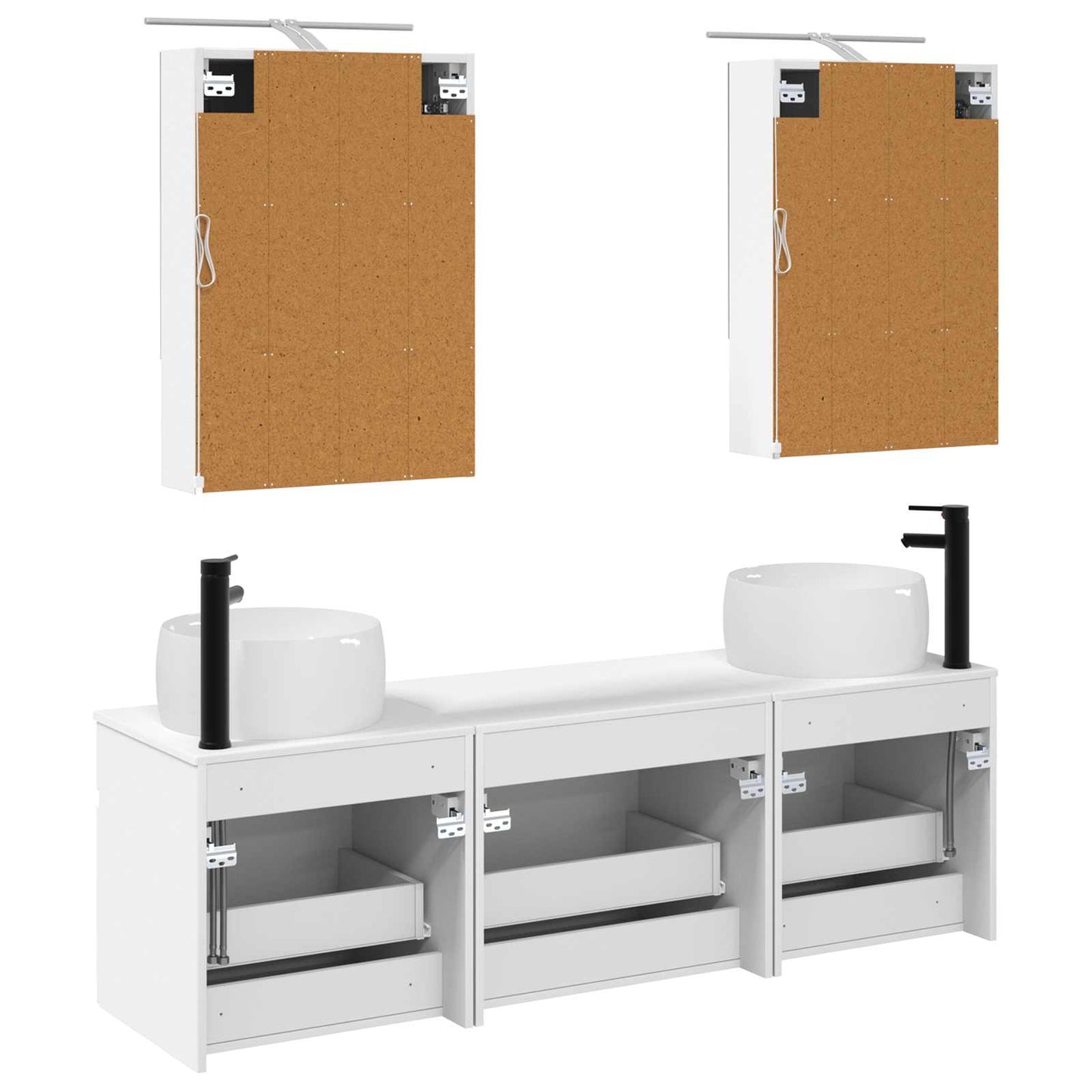 Baderomsskapsett 5 pcs Hvit 50 x 14,5 x 70 cm Konstruert tre