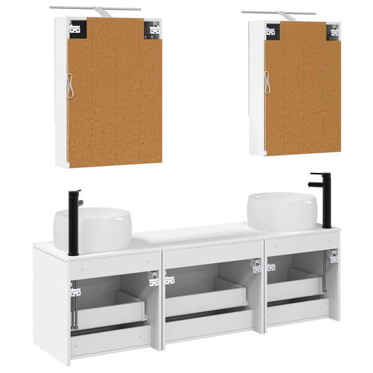 Baderomsskapsett 5 pcs Hvit 50 x 14,5 x 70 cm Konstruert tre
